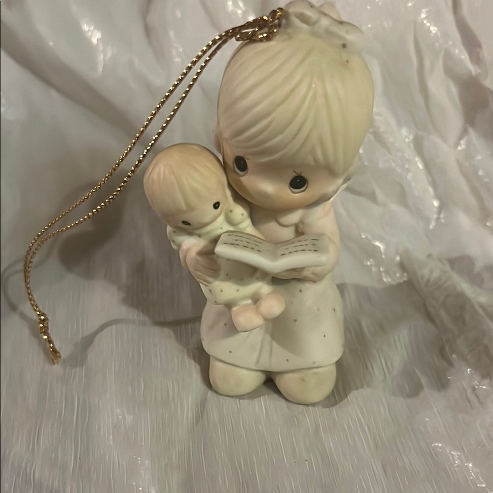 Precious Moment- Charming Cream Figurine with Gold Accent